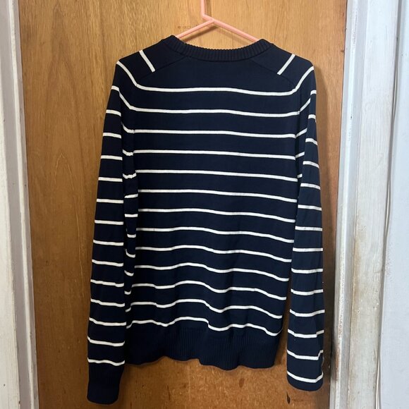 Lacoste Navy Striped Sweater, Size Medium - Picture 3 of 3